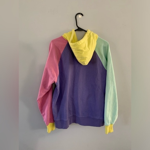 Teddy Fresh Hoodie Sweatshirt Pastel Color Block Purple Yellow Pink Unisex S - Picture 6 of 7